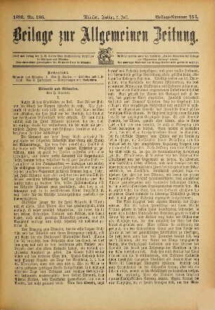 Allgemeine Zeitung. Beilage zur Allgemeinen Zeitung. 1893,7/12