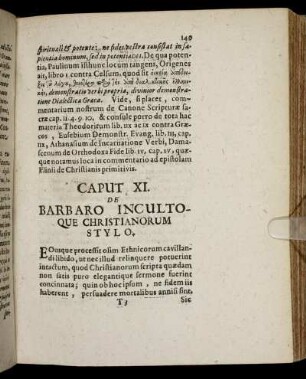 Caput XI. De Barbaro Incultoque Christianorum Stylo