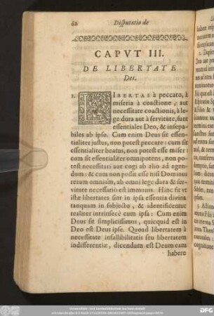 Caput III. De Libertate Dei.