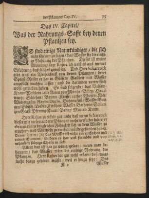 Das IV. Capitel, Was der Nahrungs-Safft bey denen Pflantzen sey.