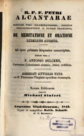 De meditatione et oratione libellus aureus