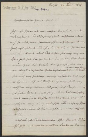 Brief an Friedrich Wilhelm Jähns : 22.06.1879