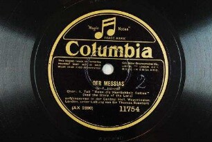 Der Messias : Chor; 1. Teil "Denn die Herrlichkeit Gottes" (And the glory of the Lord) / (G. F. Händel)
