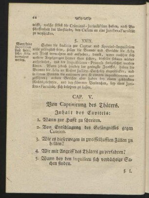 Cap. V. Von Captivirung des Thäters