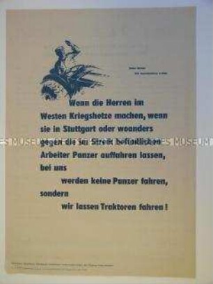 Maueranschlag mit einem Zitat aus der Rede von Walter Ulbricht auf der Bauernkonferenz der SED in Halle