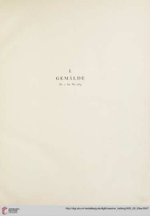 I. Gemälde (Nr. 1-184)