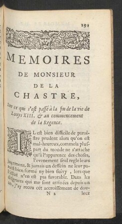 Memoires De Monsieur De La Chastre,