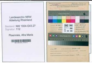 Entnazifizierung Afra Maria Ploennies , geb. 24.03.1916 ()