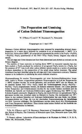 The preparation and unmixing of cation deflcient titanomagnetites