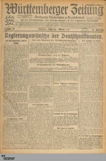 Württemberger Zeitung : das nationalsozialistische Morgenblatt in Stuttgart : WLZ, Württembergische Landeszeitung