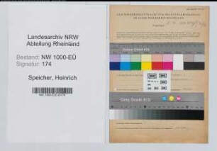 Entnazifizierung Heinrich Speicher, geb. 04.10.1902 (Ingenieur)