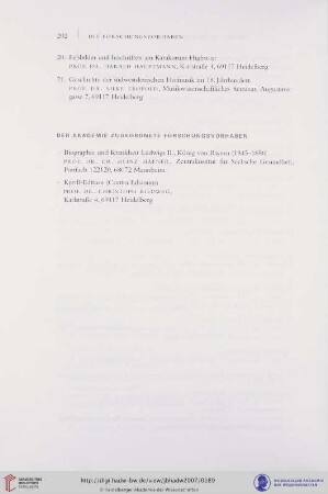 Der Akademie zugeordnete Forschungsvorhaben