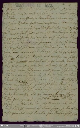 Eigenh. Brief von August Wilhelm von Schlegel an Ludwig Tieck (Anfang fehlt), o.O., ohne Datumsangabe