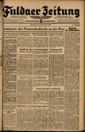 Ausgabe vom Mittwoch, den 28. Februar 1945.
