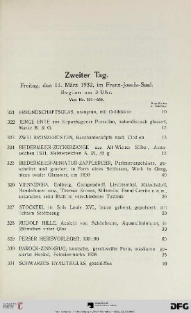 Zweiter Tag. Freitag, den 11. März 1932, im Franz-Josef-Saal. Beginn um 3 Uhr (Nr. 321-650)