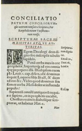 Conciliatio Patrum Conciliorumque veterum cum sacra Scriptura ...
