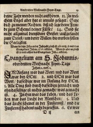 Evangelium am S. Johannis- oder dritten Weihnachts Feyer-Tage ...