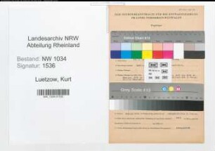 Entnazifizierung Kurt Luetzow , geb. 10.01.1893 (Stabsintendant)