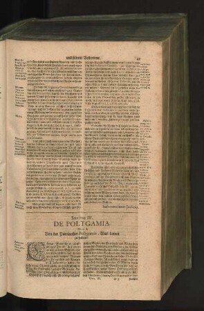 Sectio IV. De Polygamia. Num. I. Von der Patriarchen Polygamia, Was davon zu halten?