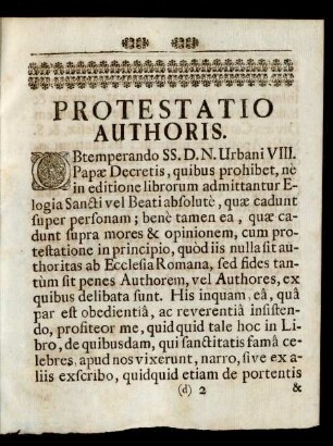 Protestatio Authoris