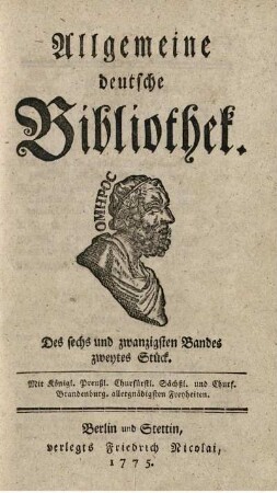 Des sechs und zwanzigsten Bandes zweytes Stück.