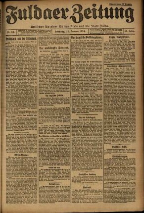 Erste Ausgabe vom Sonntag, den 27. Januar 1924.