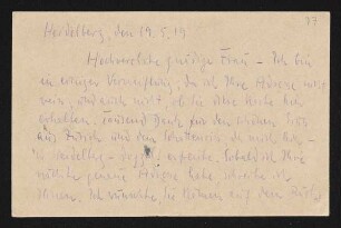 Brief von Arnulf Ansorge an Margarete Hauptmann