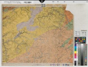 Rheinprovinz Westfalen (Provinz) geologische Karte der Rheinprovinz und der Provinz Westfalen auf Grundlage der v. Dechenschen Geologischen Karte und der Königlichen Generalstabs Karte 22. Sektion Malmedy