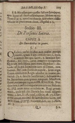 Sectio III. De Personis Sacris