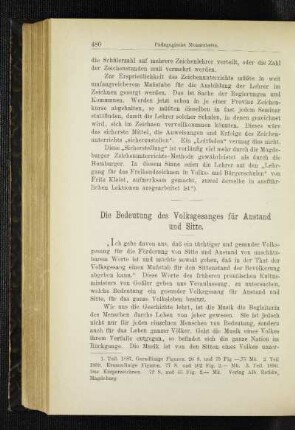 ¬Die¬ Bedeutung des Volksgesanges für Anstand und Sitte