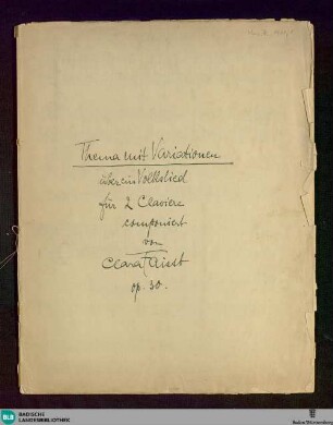 Thema mit Variationen über ein Volkslied - Mus. Hs. 1411,1 : pf (2); G; RebF CF 63