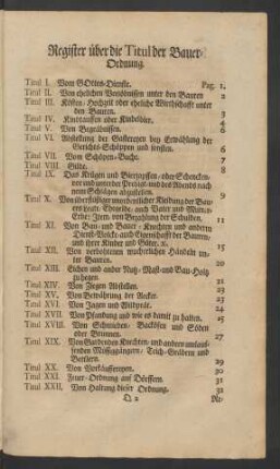Register über die Titul der Bauer-Ordnung
