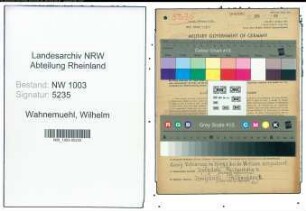 Entnazifizierung Wilhelm Wahnemuehl , geb. 01.02.1913 (Webermeister)