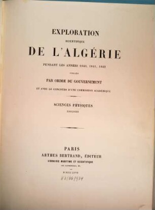 Exploration Scientifique De L'Algérie Pendant Les Années 1840, 1841, 1842, 6
