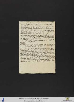 [Lose beiliegend] Blatt mit Predigtnotizen (15. Jh.).