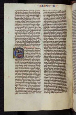 Historisierte Initiale (III. Regum): E(t rex david senuerat): Dem alten König David wird eine Jungfrau zugeführt.