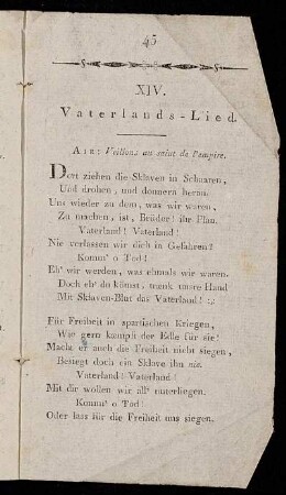 XIV. Vaterlands - Lied.