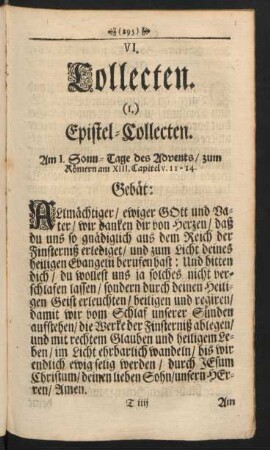 VI. Collecten.