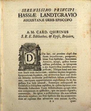 Ad Serenissimum Principem Hassiæ Landtgravium Augustanæ Urbis Episcopum Epistola