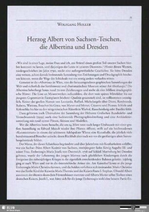 Herzog Albert von Sachsen-Teschen, die Albertina und Dresden