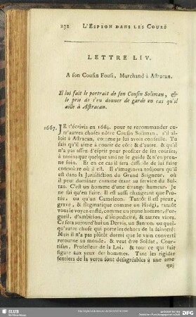 Lettre LIV. A son Cousin Fousi, Marchand à Astracan