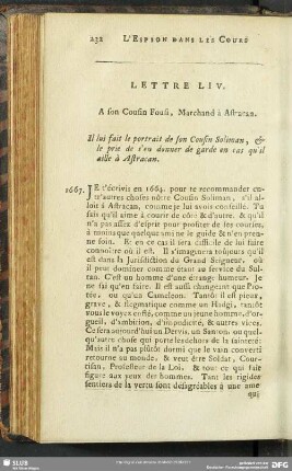 Lettre LIV. A son Cousin Fousi, Marchand à Astracan