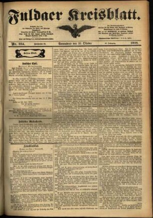 Erste Ausgabe vom Samstag, den 10. Oktober 1908.