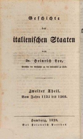 Geschichte der italienischen Staaten, 2. Vom Jahre 1125 - 1268