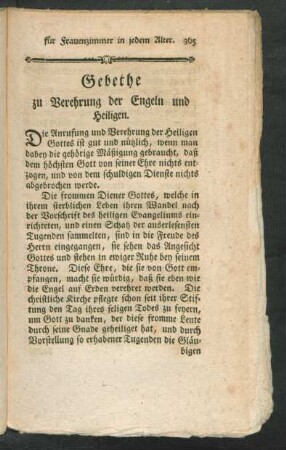 Gebethe zu Verehrung der Engeln und Heiligen