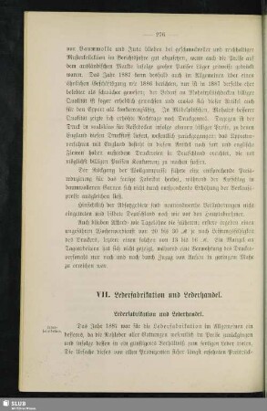 VII. Lederfabrikation und Lederhandel
