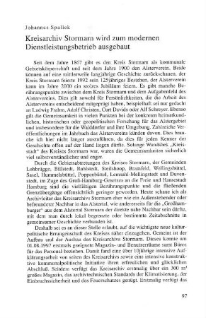 Kreisarchiv Stormarn wird zum modernen Dienstleistungsbetrieb ausgebaut