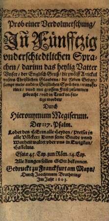 Prob einer Verdolmetschung in 50 unterschiedlichen Sprachen