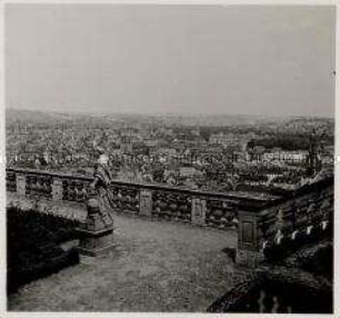 Würzburg, Festung Marienberg, Blick vom Fürstengarten auf die Stadt
