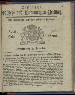 50tes Stueck, Montag den 9ten December 1805